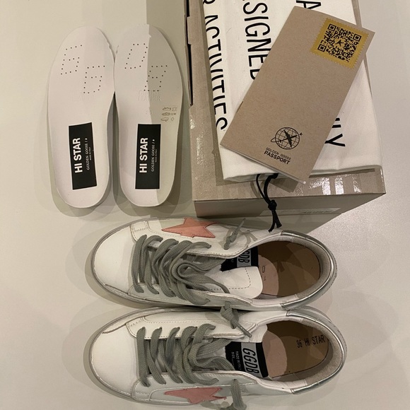 Golden Goose Hi Star White Leather/Pink/Silver 36 - Picture 8 of 9